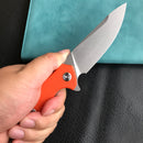 KUBEY KU117H Nova Liner Lock Flipper Folding Pocket Knife Orange G10 Handle Blasted Stonewashed  D2