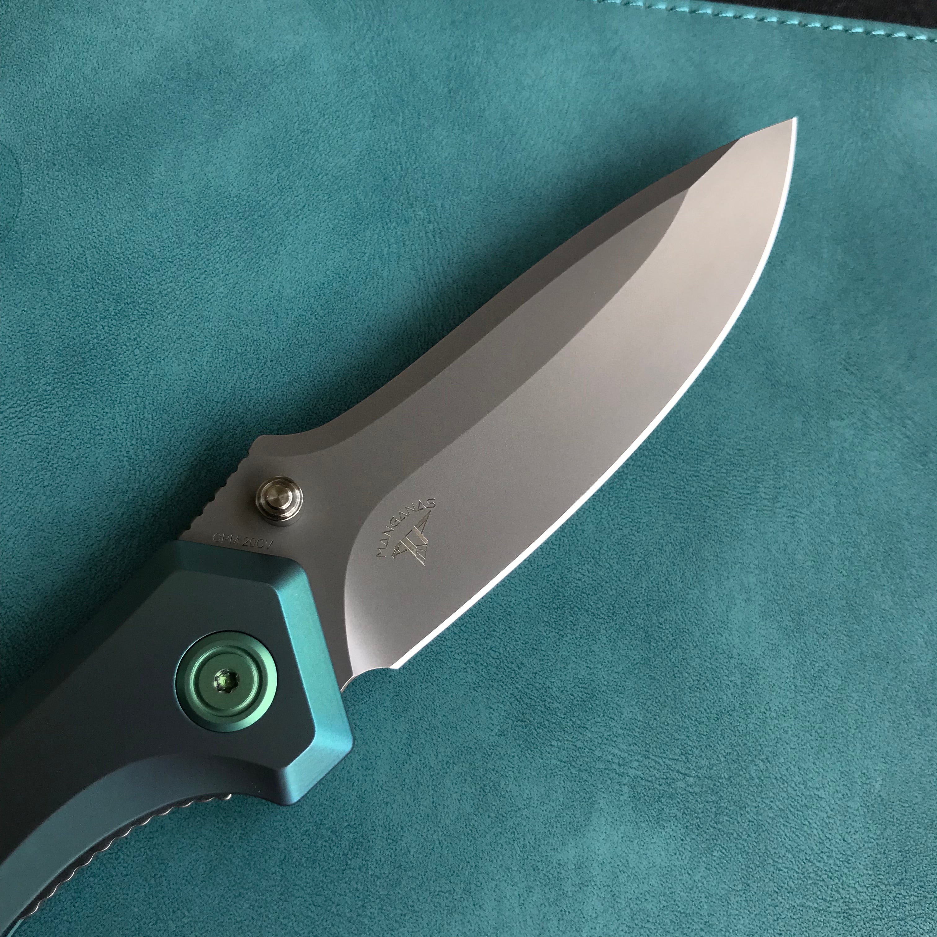 KUBEY KB314S  Ruckus Liner Lock Folding Knife  green Titanium Handle 3.31" Bead Blasted  CPM 20CV