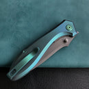 KUBEY KB314S  Ruckus Liner Lock Folding Knife  green Titanium Handle 3.31" Bead Blasted  CPM 20CV
