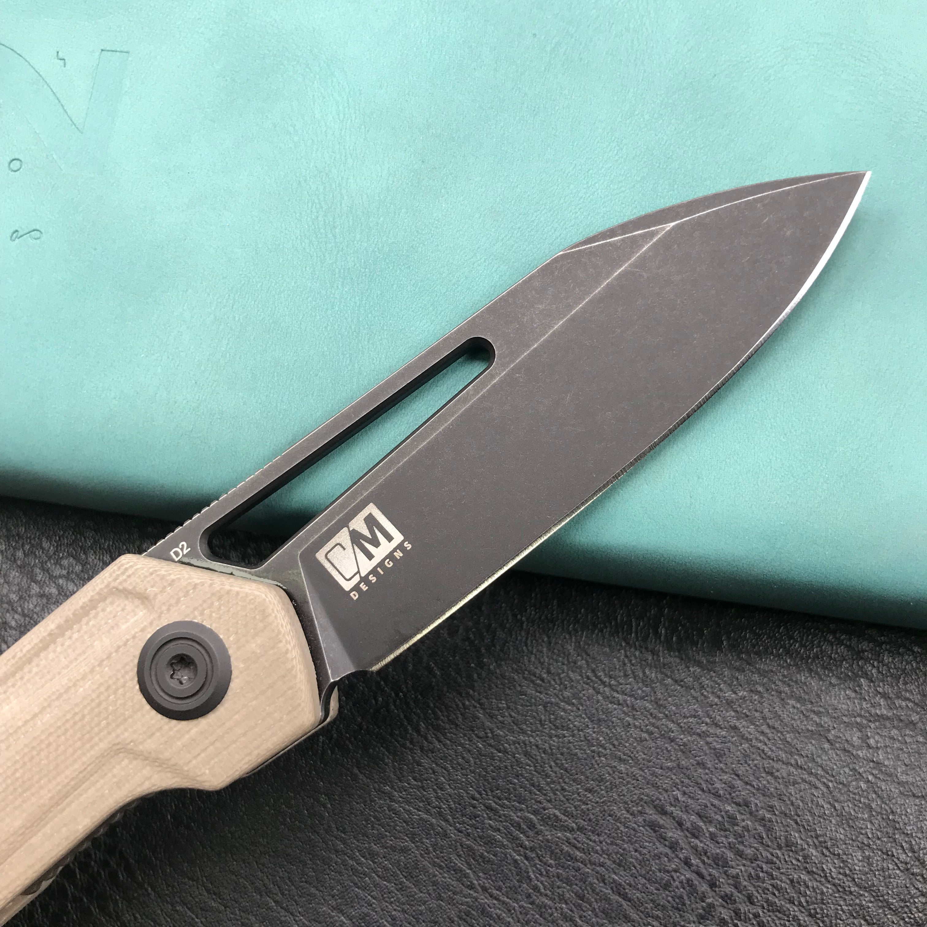 KUBEY KU321E Royal Liner Lock EDC Pocket Knife Front Flipper Tan G10 Handle 2.99"  Dark Stonewahsed D2