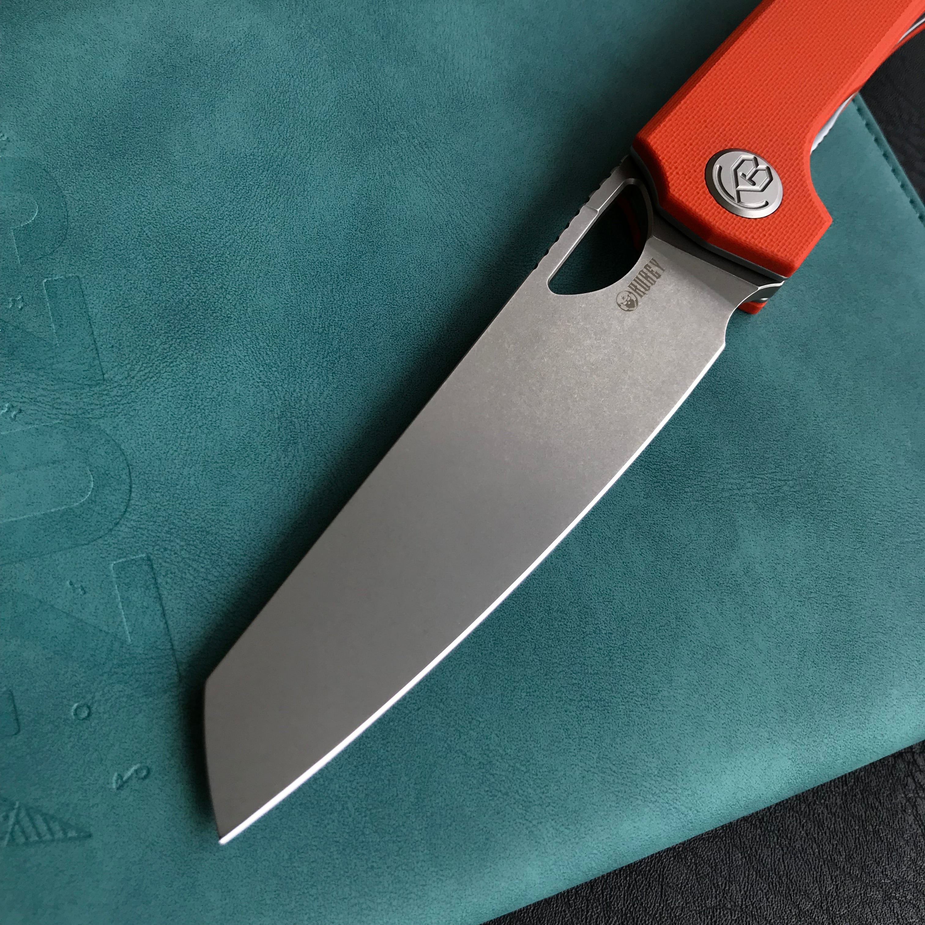 KUBEY  KU365A Elang Liner Lock Folding Knife Orange G10 Handle 3.94" Bead Blasted Sheepsfoot AUS-10