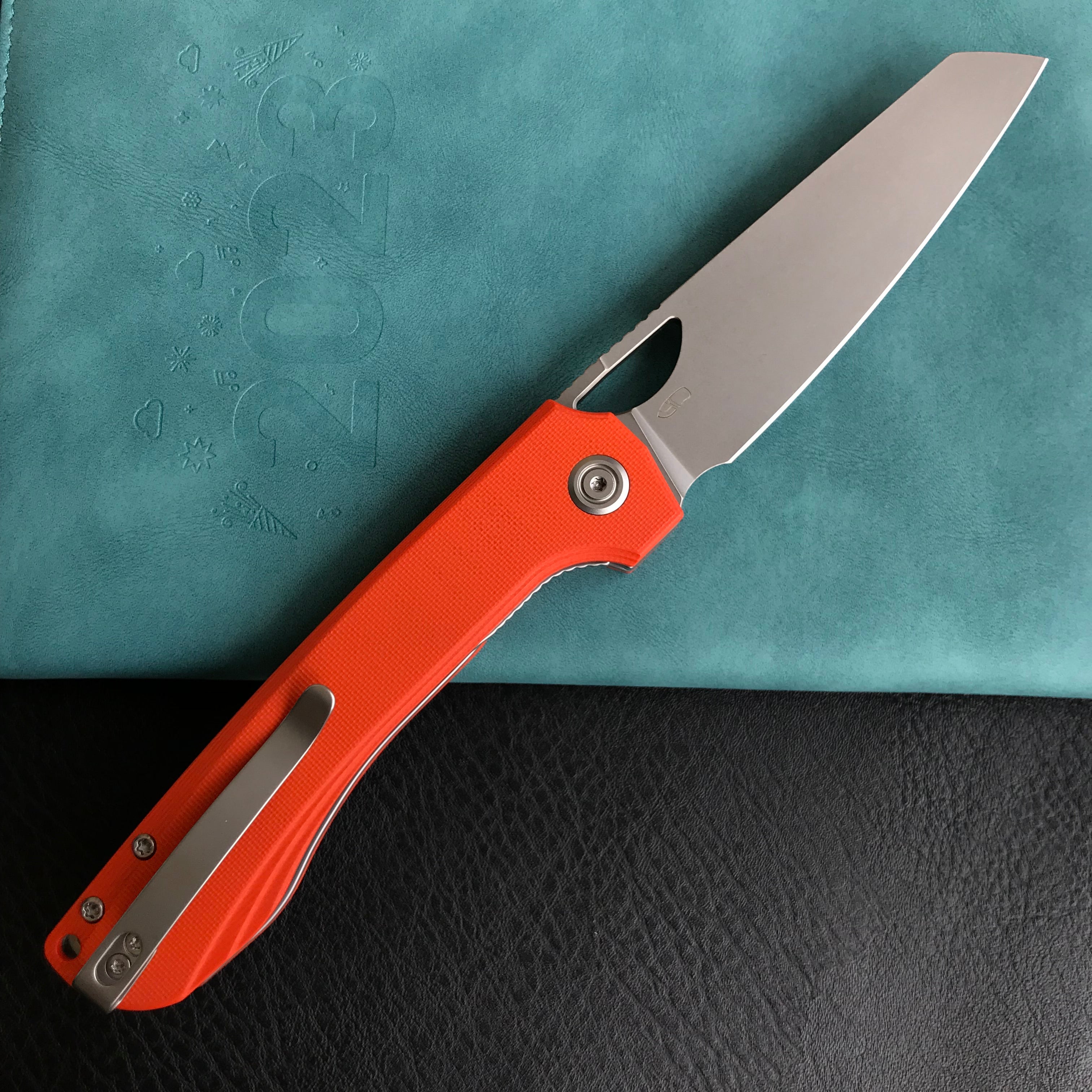 KUBEY  KU365A Elang Liner Lock Folding Knife Orange G10 Handle 3.94" Bead Blasted Sheepsfoot AUS-10