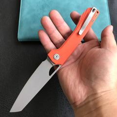 KUBEY  KU365A Elang Liner Lock Folding Knife Orange G10 Handle 3.94" Bead Blasted Sheepsfoot AUS-10