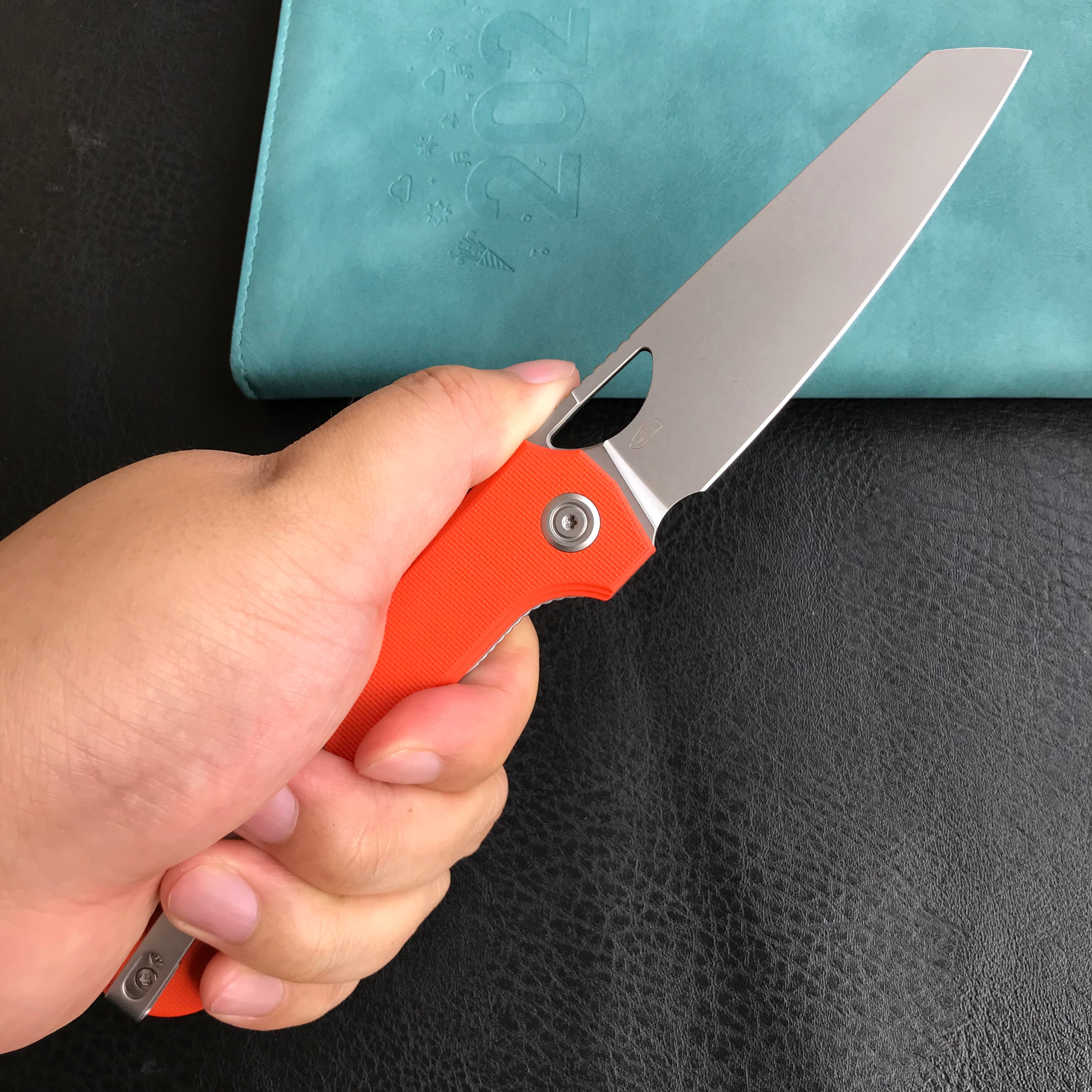 KUBEY  KU365A Elang Liner Lock Folding Knife Orange G10 Handle 3.94" Bead Blasted Sheepsfoot AUS-10