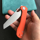 KUBEY  KU365A Elang Liner Lock Folding Knife Orange G10 Handle 3.94" Bead Blasted Sheepsfoot AUS-10