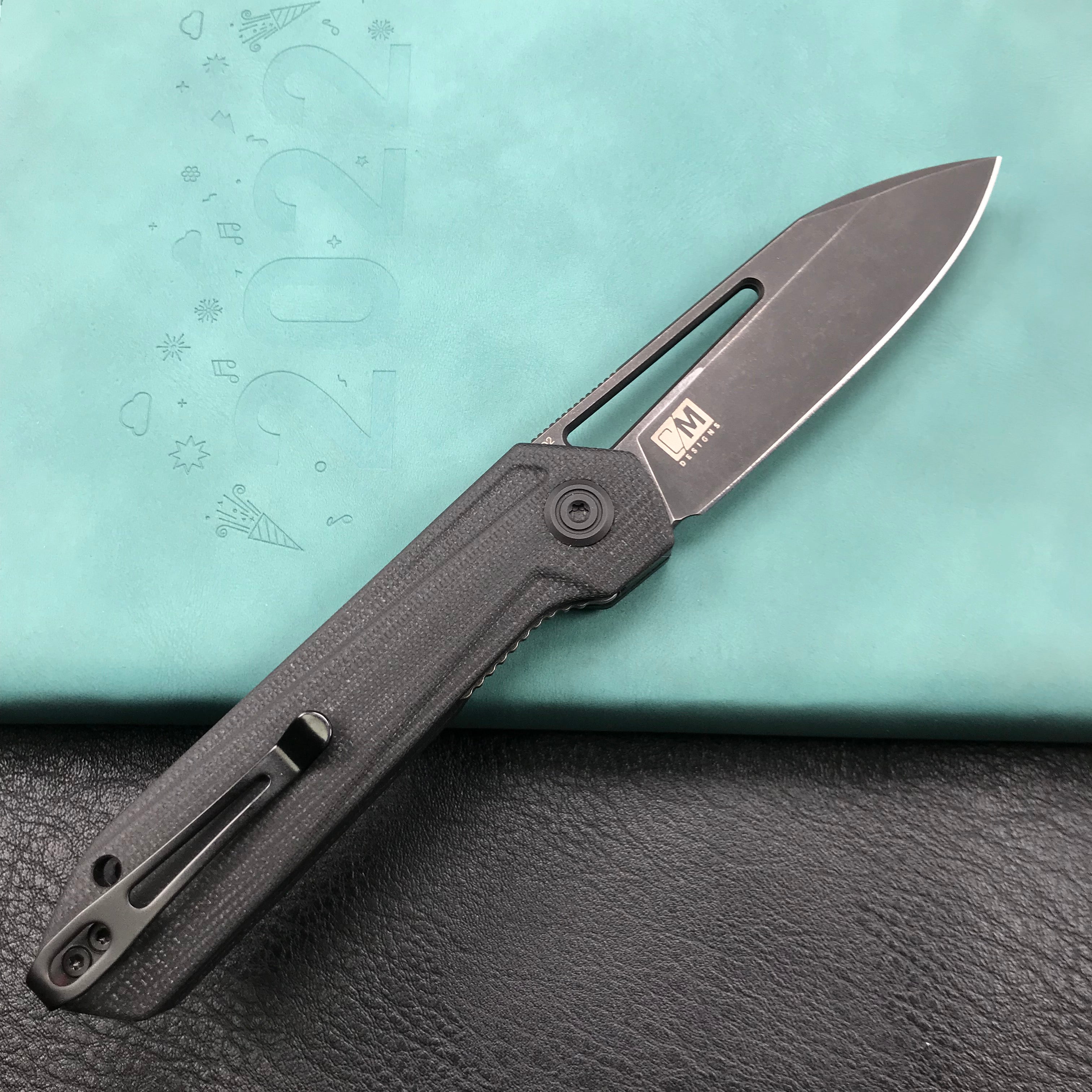 KUBEY KU321H Royal Liner Lock EDC Pocket Knife Front Flipper black G10 Handle 2.99"  Dark Stonewahsed D2