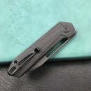KUBEY KU321H Royal Liner Lock EDC Pocket Knife Front Flipper black G10 Handle 2.99"  Dark Stonewahsed D2