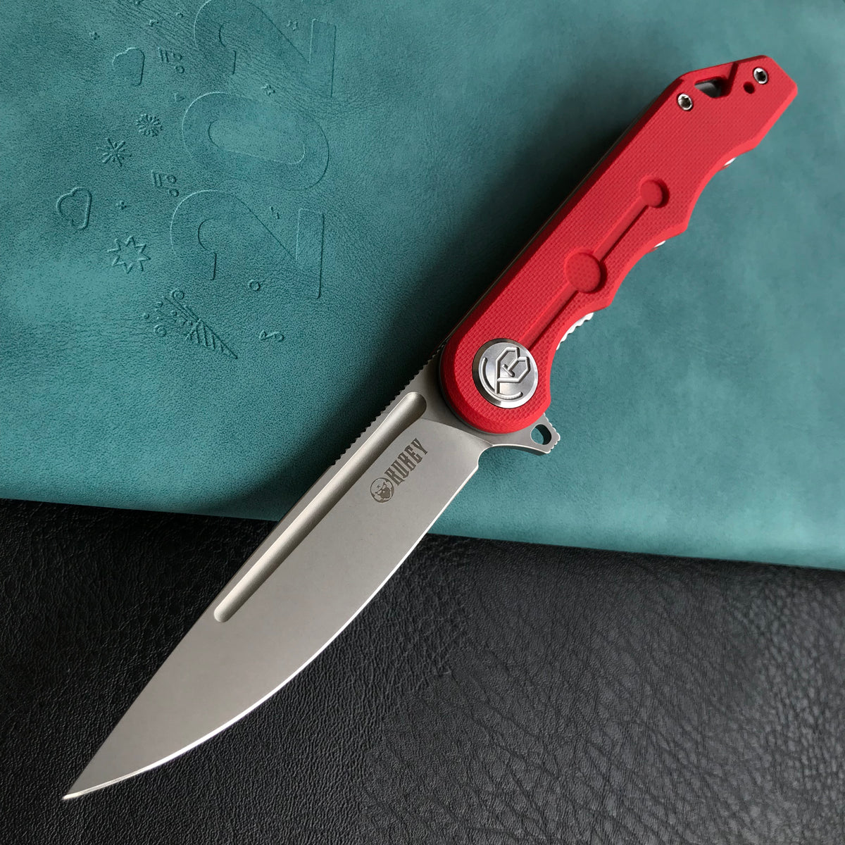 KUBEY KU312 Mizo Liner Lock Flipper Folding Knife Red  G10 Handle 3.15" Bead Blast AUS-10