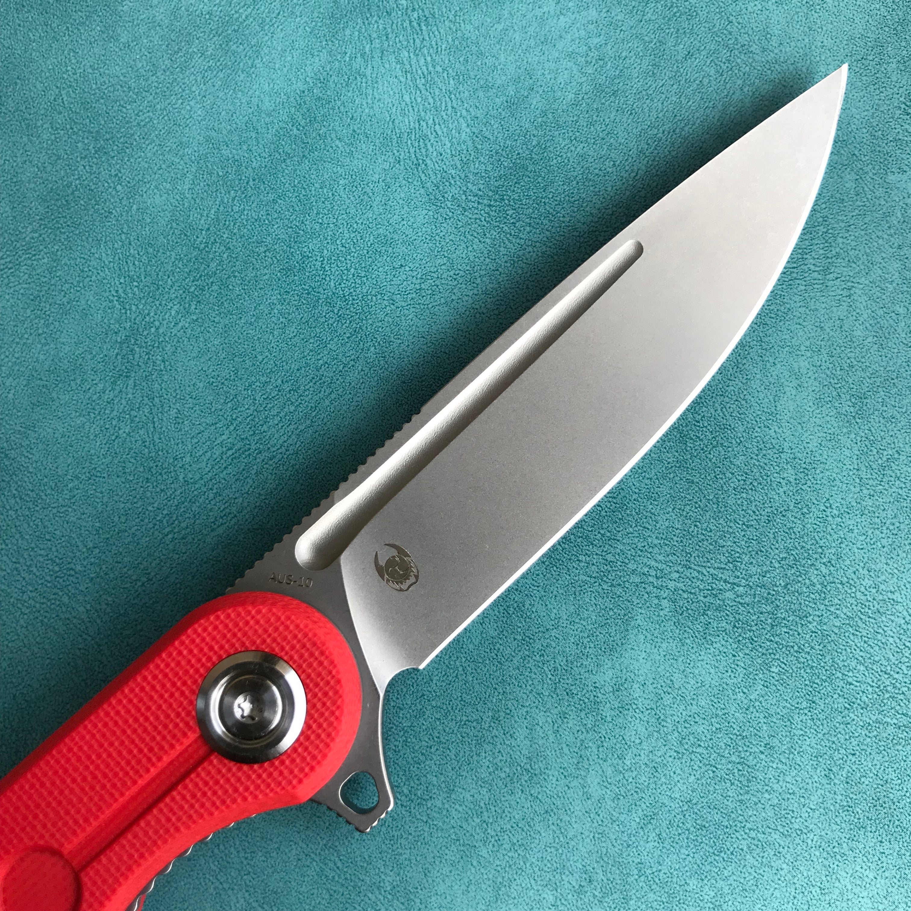 KUBEY KU312 Mizo Liner Lock Flipper Folding Knife Red  G10 Handle 3.15" Bead Blast AUS-10