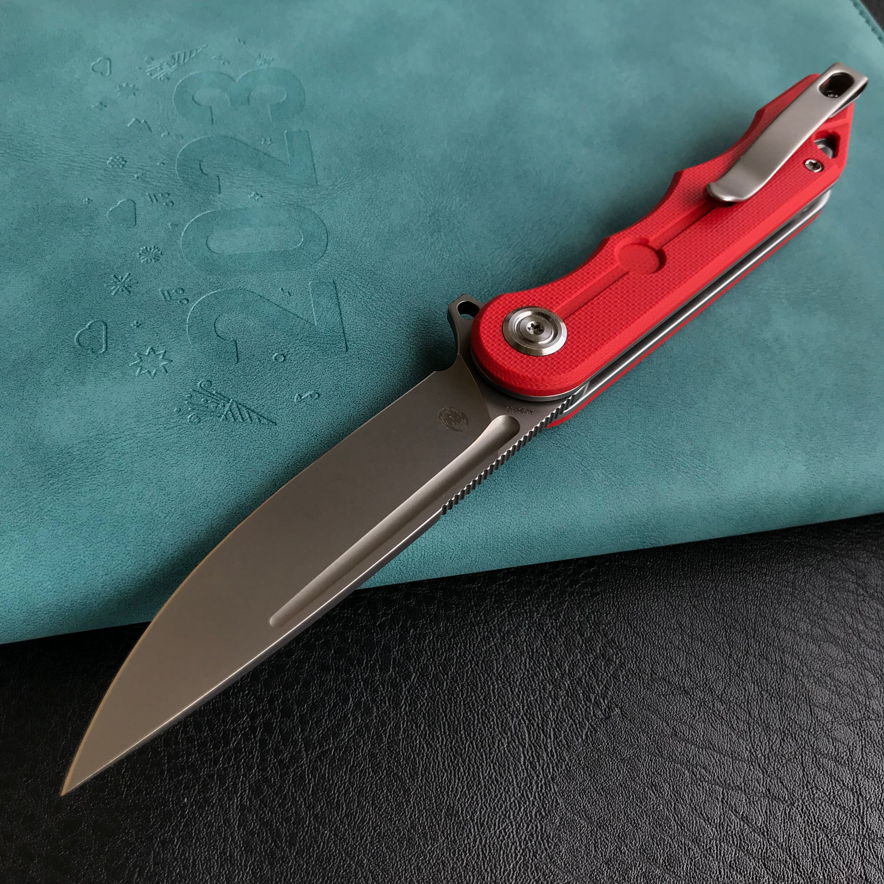 KUBEY KU312 Mizo Liner Lock Flipper Folding Knife Red  G10 Handle 3.15" Bead Blast AUS-10