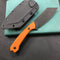 KUBEY KU302B Fixed Blade Outdoor Survival Knife Orange G10 Handle 4.09" Dark Stonewashed Tanto D2 Tek-lok Kydex Sheath