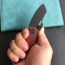 KUBEY KU337  Monsterdog Liner Lock Folding Knife Red black G10 2.95" Darkwashed  14C28N