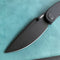 KUBEY KU344  Momentum Sherif Manganas Design Liner Lock Front Flipper / Dual Studs Open Folding Knife Black G10 Handle 3.43" Dark Stonewashed AUS-10