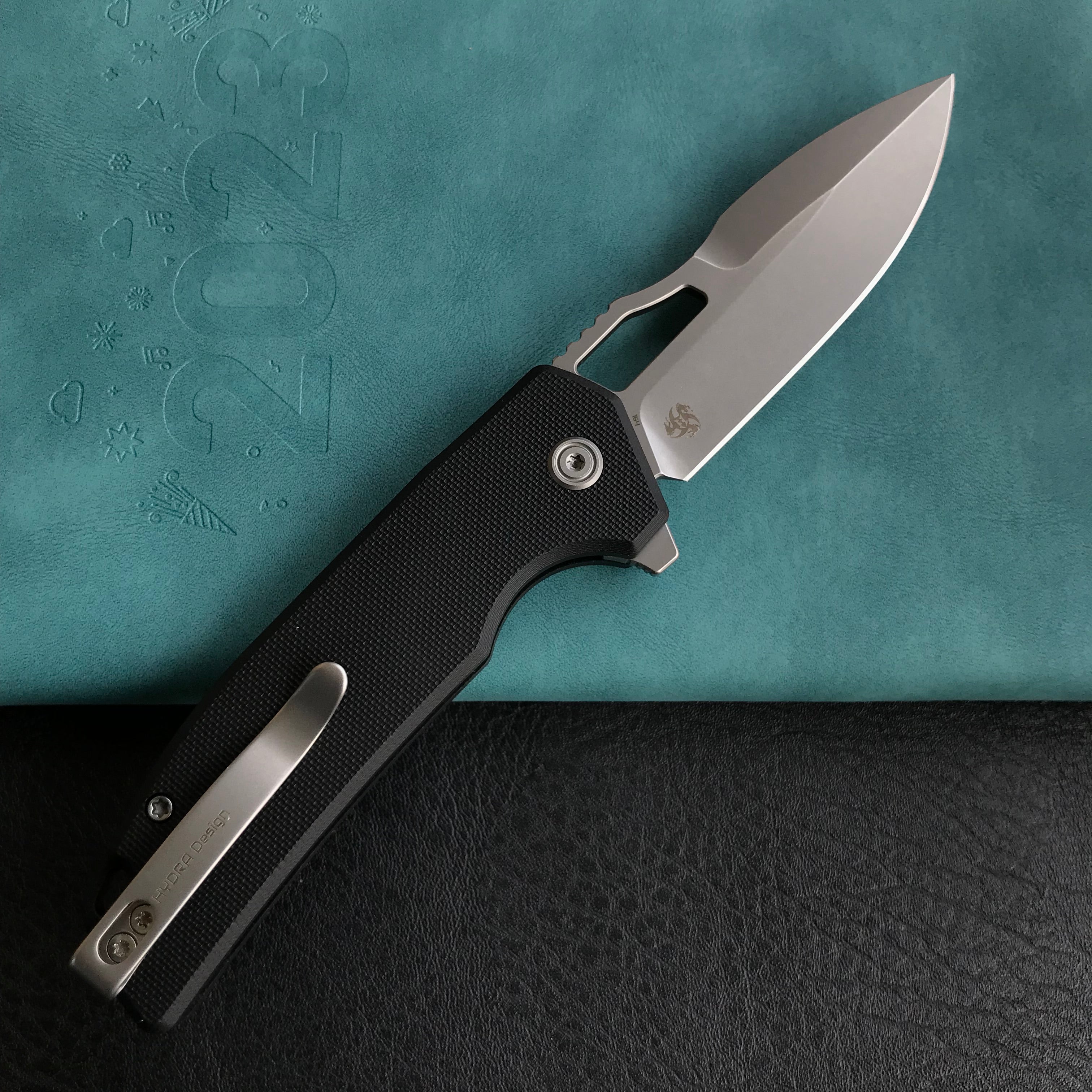 KUBEY KU316E RDF Pocket Knife with Button Lock, Full-Contoured Black G-10 Handle 3.11" Bead Blasted AUS-10 Blade, Lightweight Hydra Designed Folding Knife for EDC