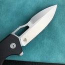 KUBEY KU316E RDF Pocket Knife with Button Lock, Full-Contoured Black G-10 Handle 3.11" Bead Blasted AUS-10 Blade, Lightweight Hydra Designed Folding Knife for EDC