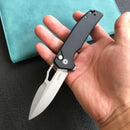KUBEY KU316E RDF Pocket Knife with Button Lock, Full-Contoured Black G-10 Handle 3.11" Bead Blasted AUS-10 Blade, Lightweight Hydra Designed Folding Knife for EDC