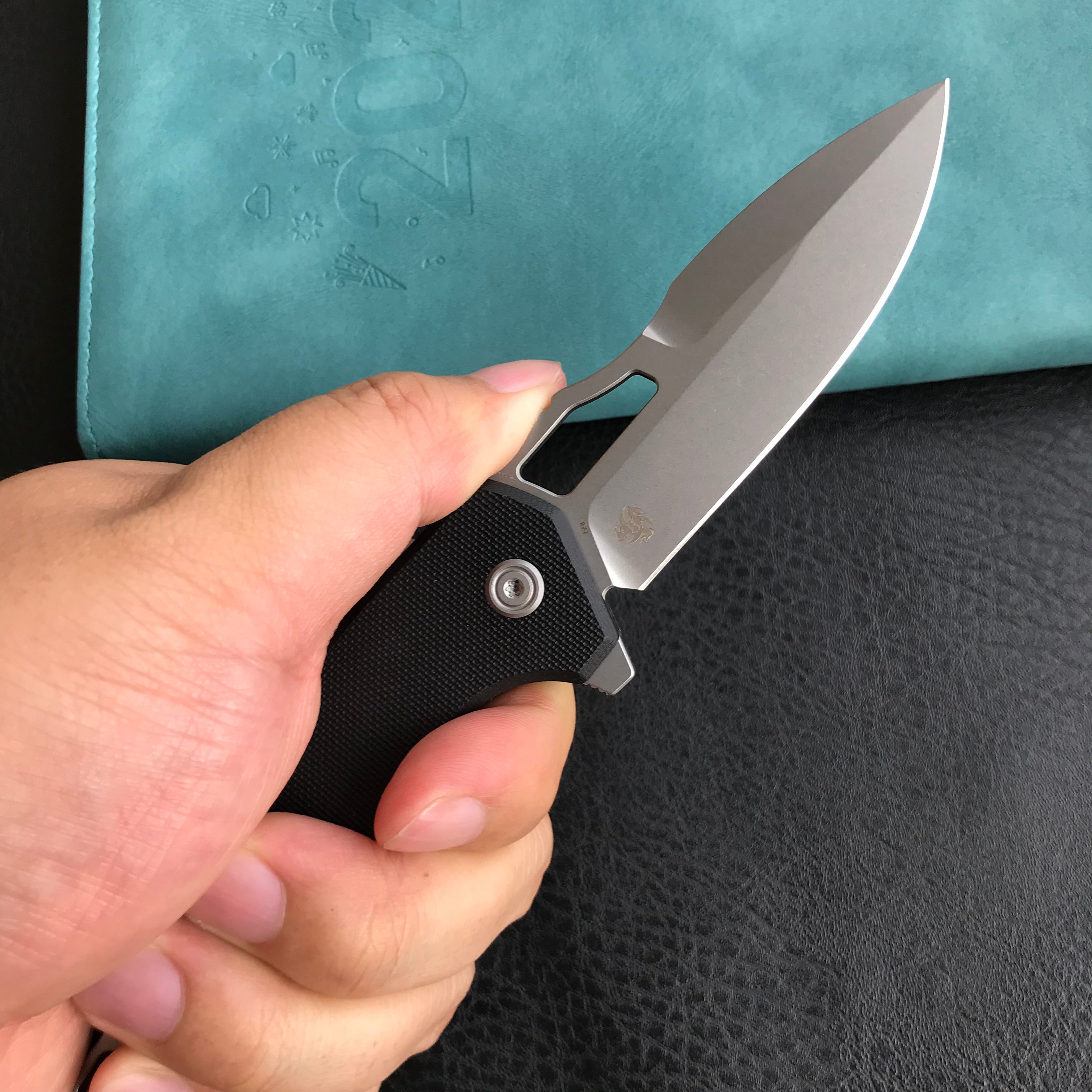 KUBEY KU316E RDF Pocket Knife with Button Lock, Full-Contoured Black G-10 Handle 3.11" Bead Blasted AUS-10 Blade, Lightweight Hydra Designed Folding Knife for EDC