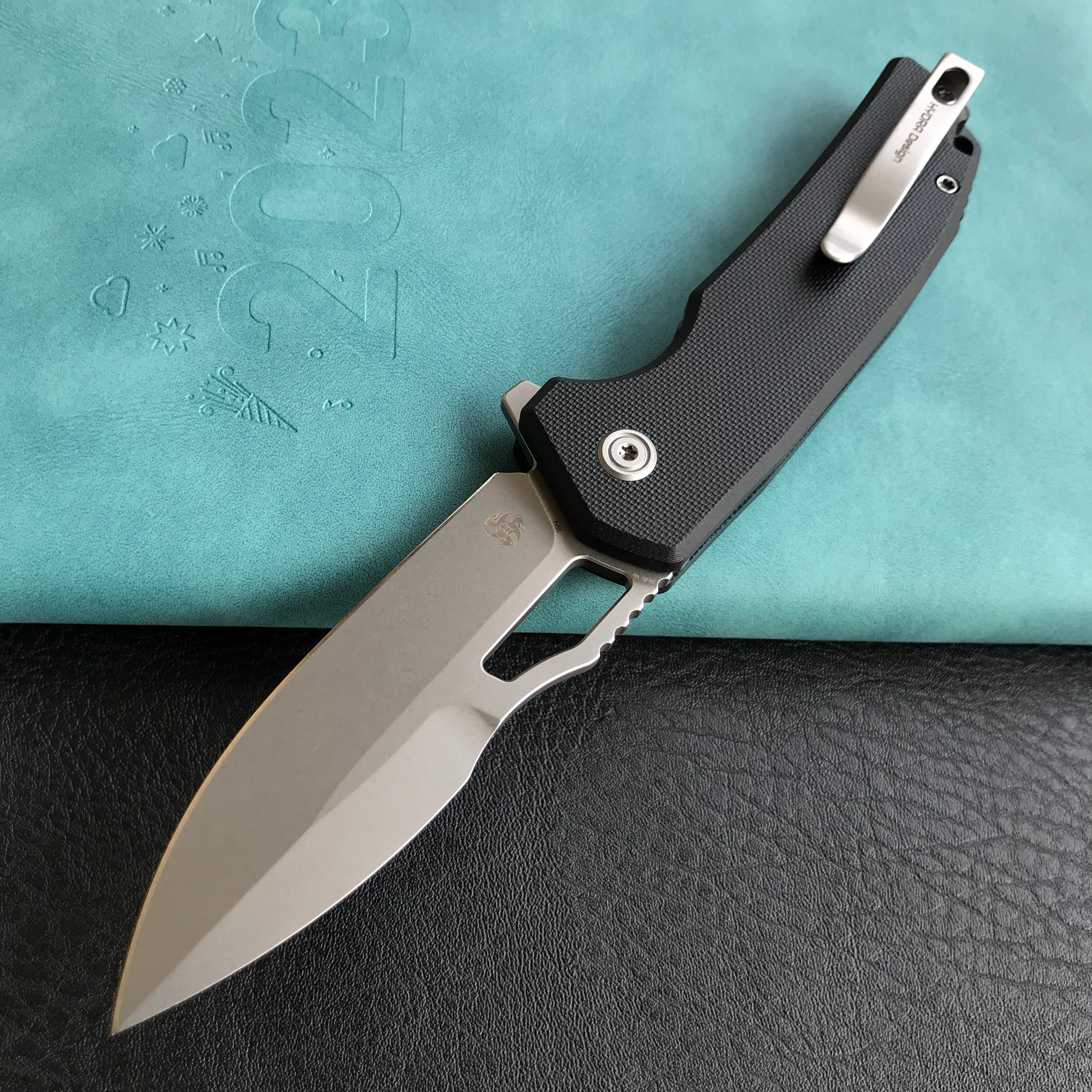 KUBEY KU316E RDF Pocket Knife with Button Lock, Full-Contoured Black G-10 Handle 3.11" Bead Blasted AUS-10 Blade, Lightweight Hydra Designed Folding Knife for EDC