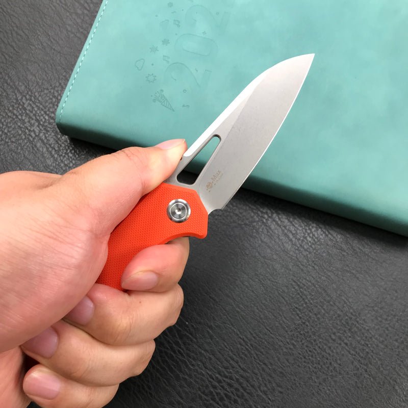 KUBEY KU291D  Vagrant Liner Lock Folding Knife Orange G10 Handle 3.1" Blasted Stonewashed   AUS-10