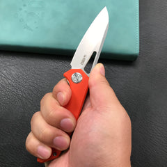 KUBEY KU291D  Vagrant Liner Lock Folding Knife Orange G10 Handle 3.1" Blasted Stonewashed   AUS-10