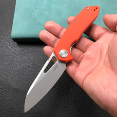 KUBEY KU291D  Vagrant Liner Lock Folding Knife Orange G10 Handle 3.1" Blasted Stonewashed   AUS-10