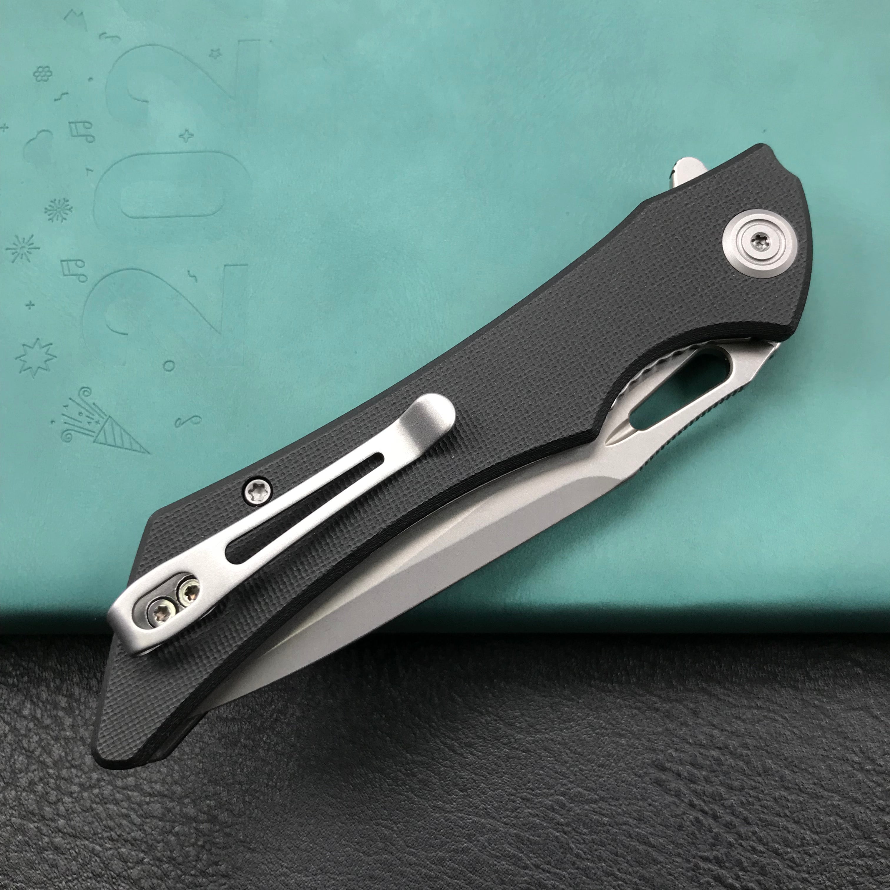 KUBEY KB245D Raven Liner Lock Flipper Knife Black G10 Handle 3.5" Bead Blasted AUS-10