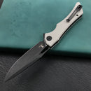 KUBEY KB245F Raven Liner Lock Flipper Knife White G10 Handle 3.5" Dark Stonewashed AUS-10