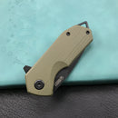 KUBEY KU203H Chubby Liner Lock EDC Flipper Knife OD Green G10 Handle 2.36" Dark Stonewahsed D2