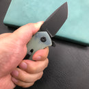 KUBEY KU203I Chubby Liner Lock EDC Flipper Knife Jade G10 Handle 2.36" Dark Stonewahsed D2