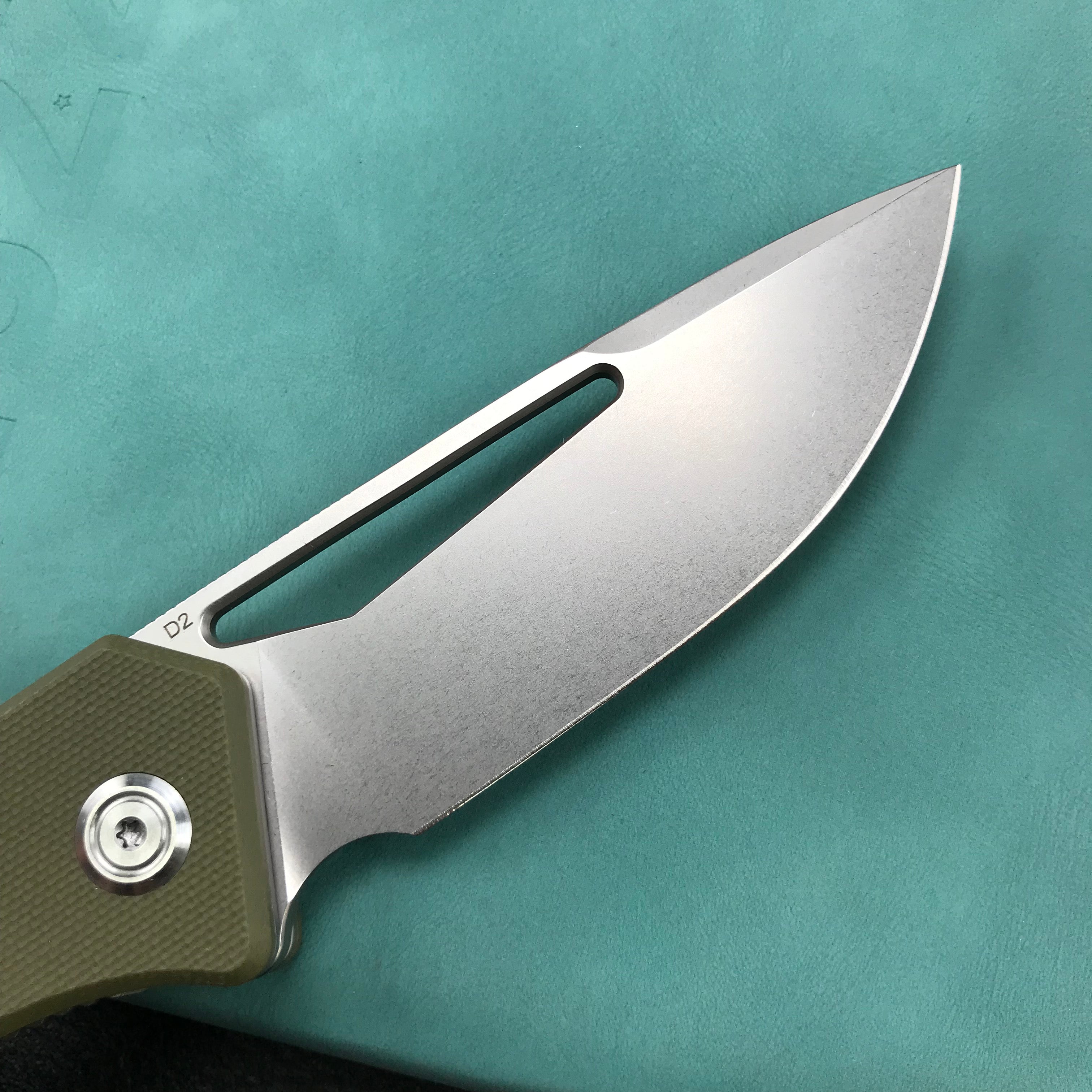 KUBEY KU331D Front Flipper EDC Pocket Folding Knife green  G10 Handle 3.27"  Blasted Stonewashed  D2