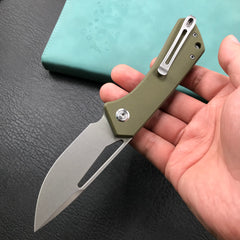 KUBEY KU331D Front Flipper EDC Pocket Folding Knife green  G10 Handle 3.27"  Blasted Stonewashed  D2