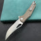 KUBEY KU149B Liner Lock Folding Pocket Knife Tan G10 Handle 3.66"Blasted Stonewashed D2