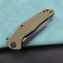 KUBEY KU158B Liner Lock Flipper Folding Knife Green G10 Handle 3.82" Black Titanium Coated D2