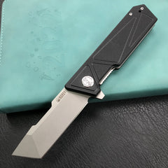 KUBEY KU104A Avenger Outdoor Edc Folding Pocket Knife Black G10 Handle 3.07" Blasted Stonewashed D2