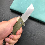KUBEY KU104B Avenger Outdoor Edc Folding Pocket Knife Green G10 Handle 3.07" Blasted Stonewashed D2