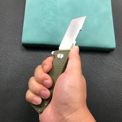 KUBEY KU104B Avenger Outdoor Edc Folding Pocket Knife Green G10 Handle 3.07" Blasted Stonewashed D2