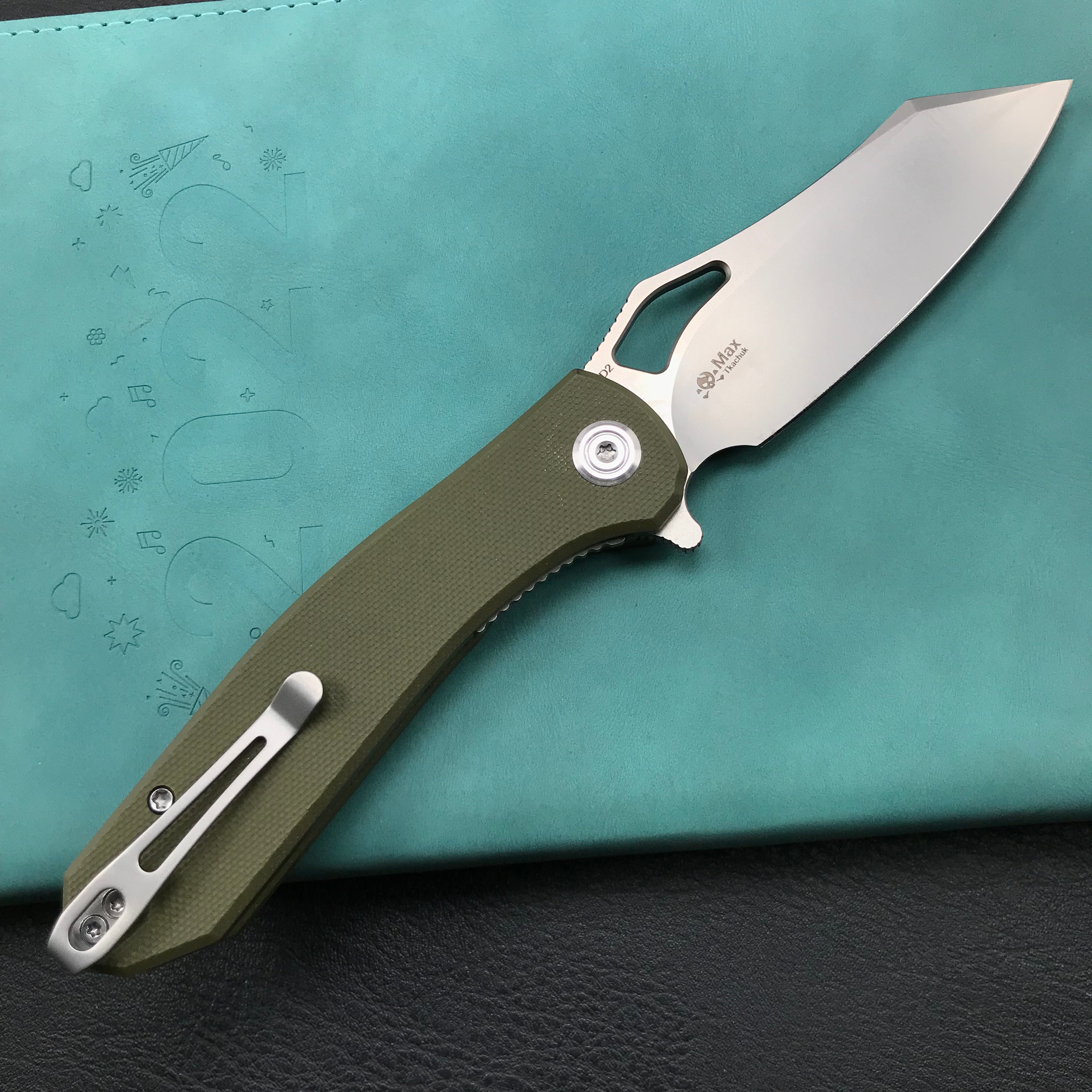 KUBEY KU310C  Drake  Green  G10 Handle D2 Blade Folding Knife EDC Outdoor 3.46" Blasted Stonewashed D2