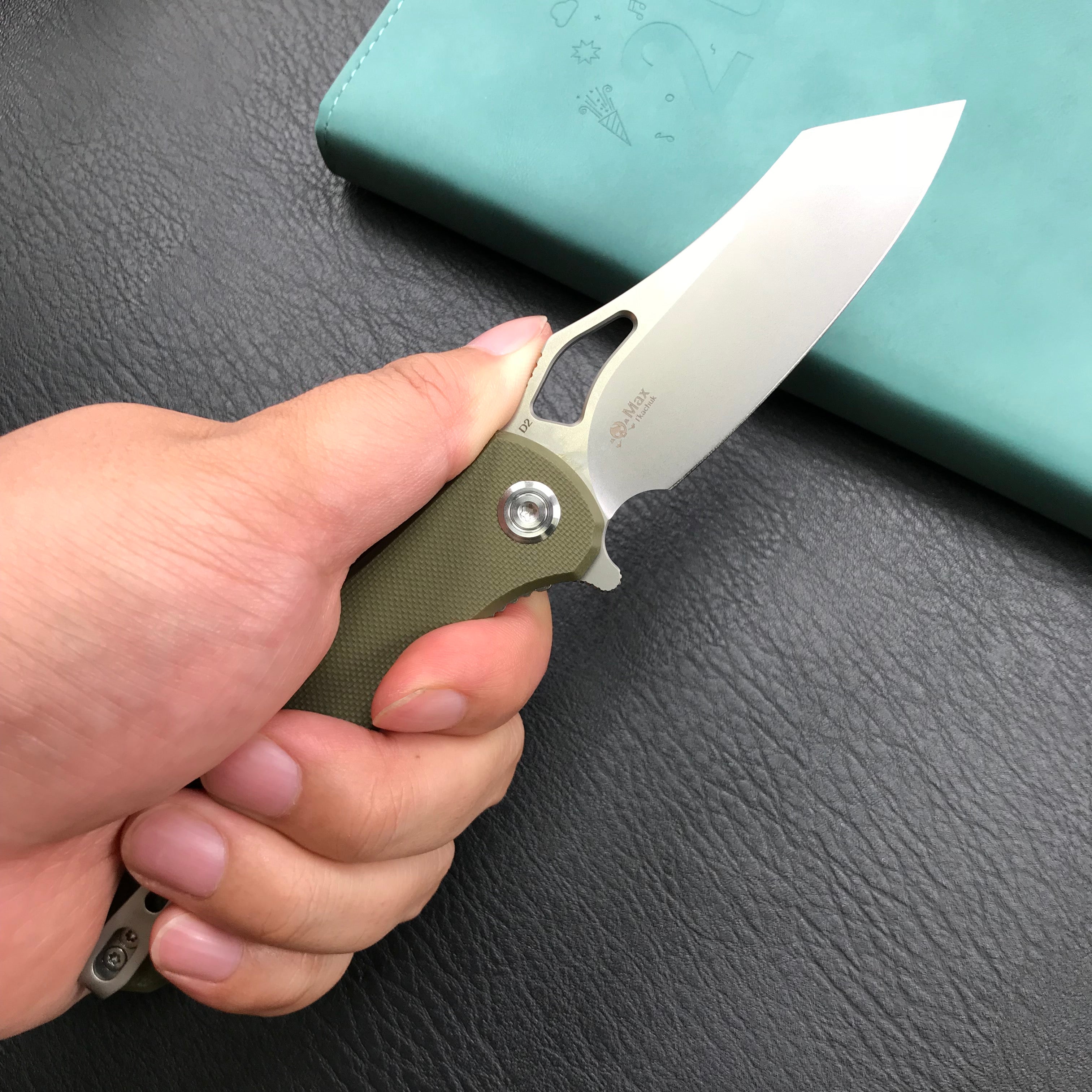 KUBEY KU310C  Drake  Green  G10 Handle D2 Blade Folding Knife EDC Outdoor 3.46" Blasted Stonewashed D2