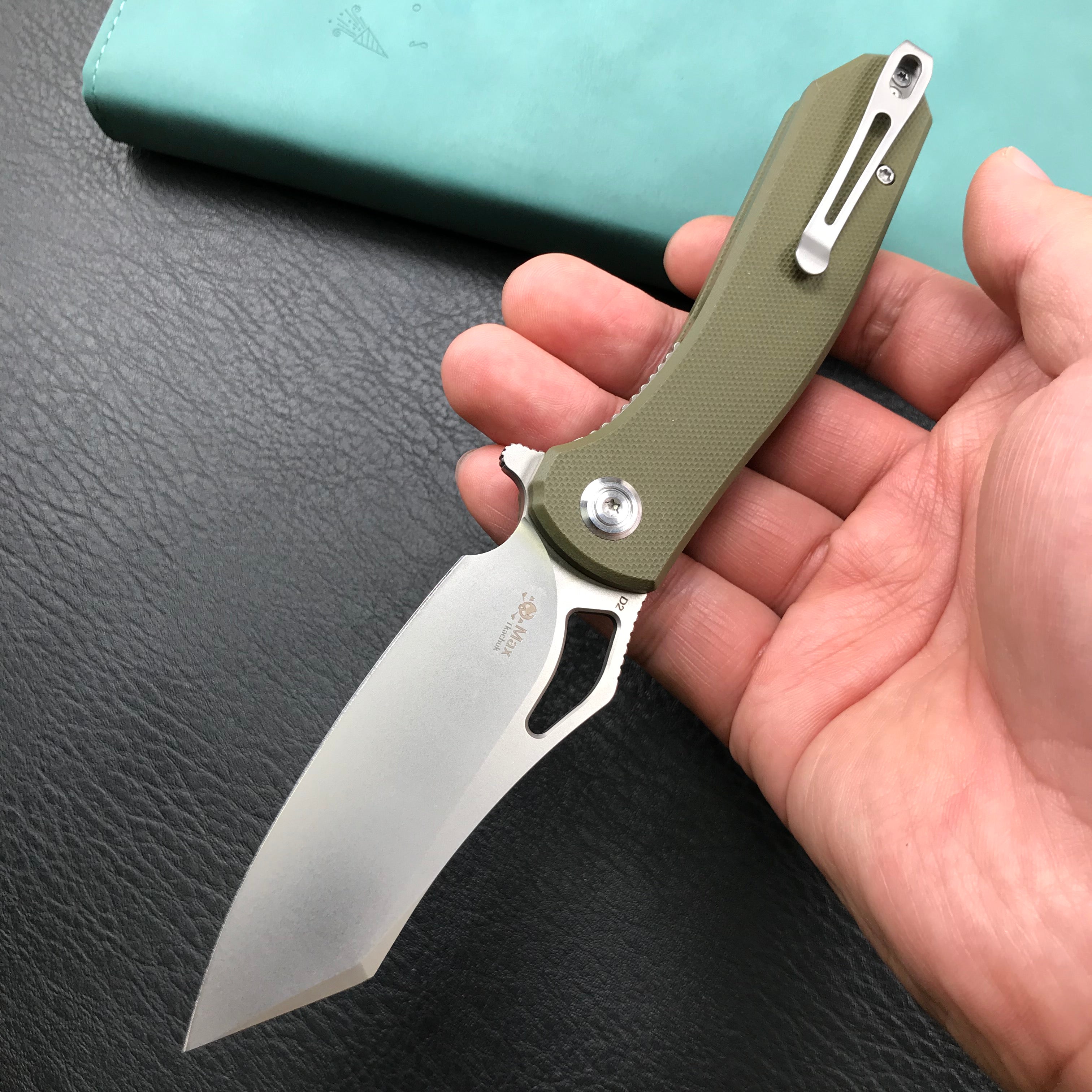 KUBEY KU310C  Drake  Green  G10 Handle D2 Blade Folding Knife EDC Outdoor 3.46" Blasted Stonewashed D2