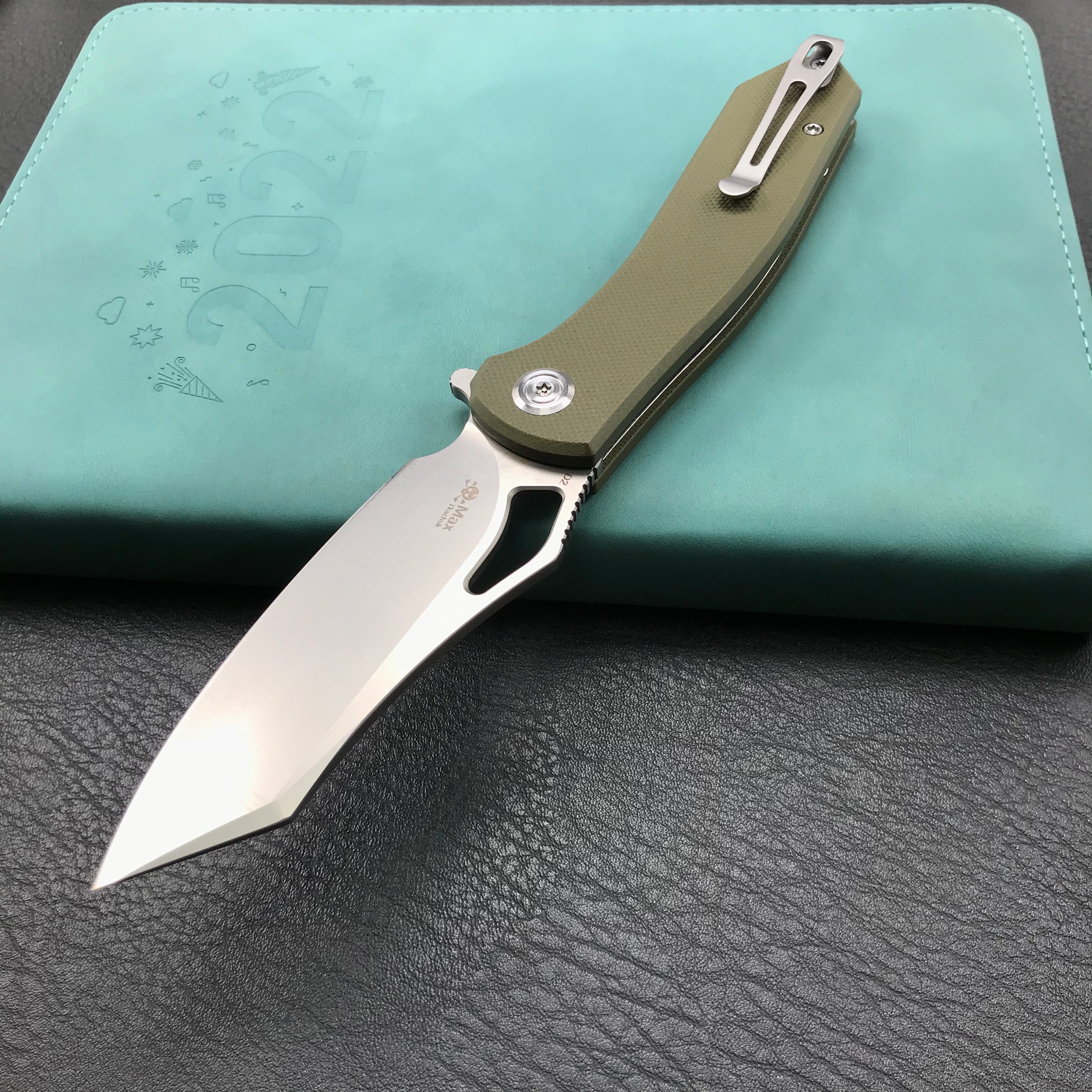 KUBEY KU310C  Drake  Green  G10 Handle D2 Blade Folding Knife EDC Outdoor 3.46" Blasted Stonewashed D2