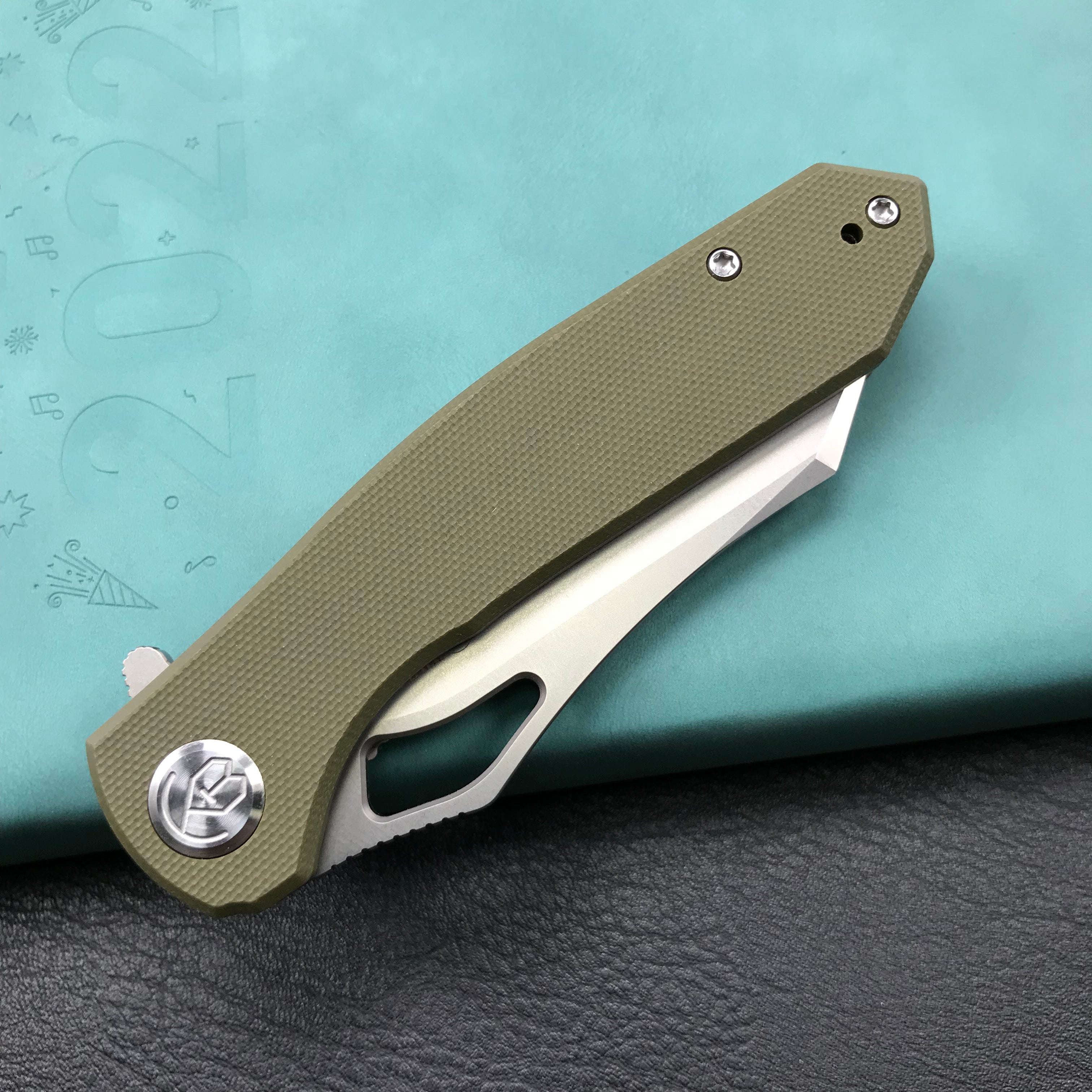 KUBEY KU310C  Drake  Green  G10 Handle D2 Blade Folding Knife EDC Outdoor 3.46" Blasted Stonewashed D2