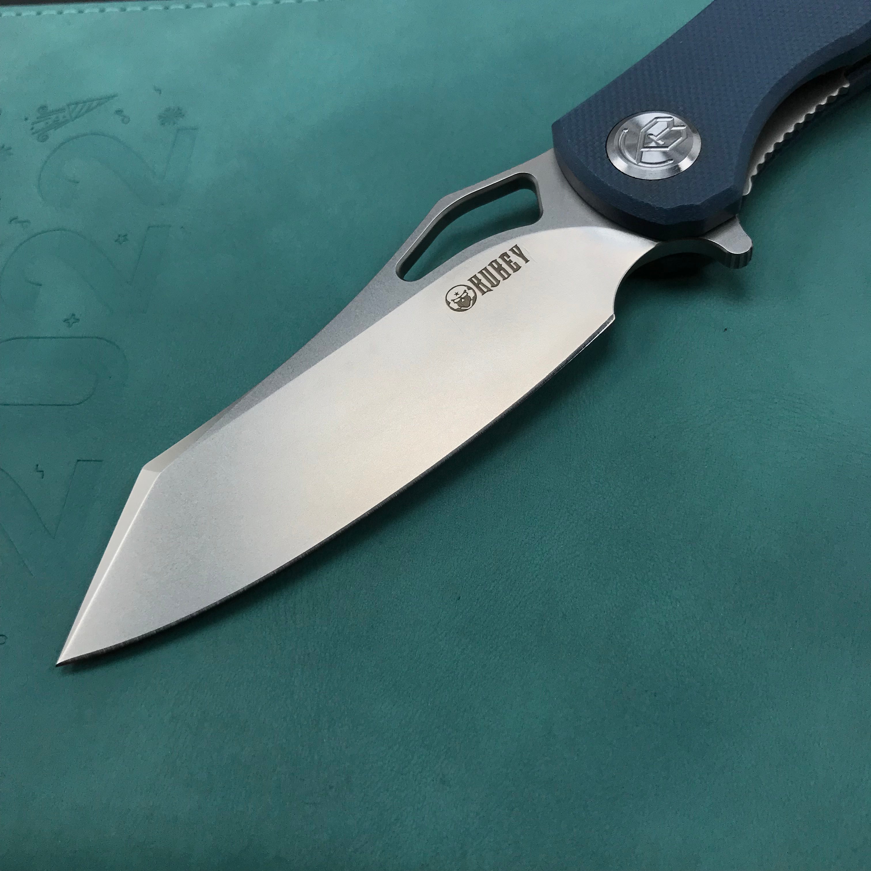 KUBEY KU310E Drake Blue G10 Handle D2 Blade Folding Knife EDC Outdoor 3.46" Blasted Stonewashed D2