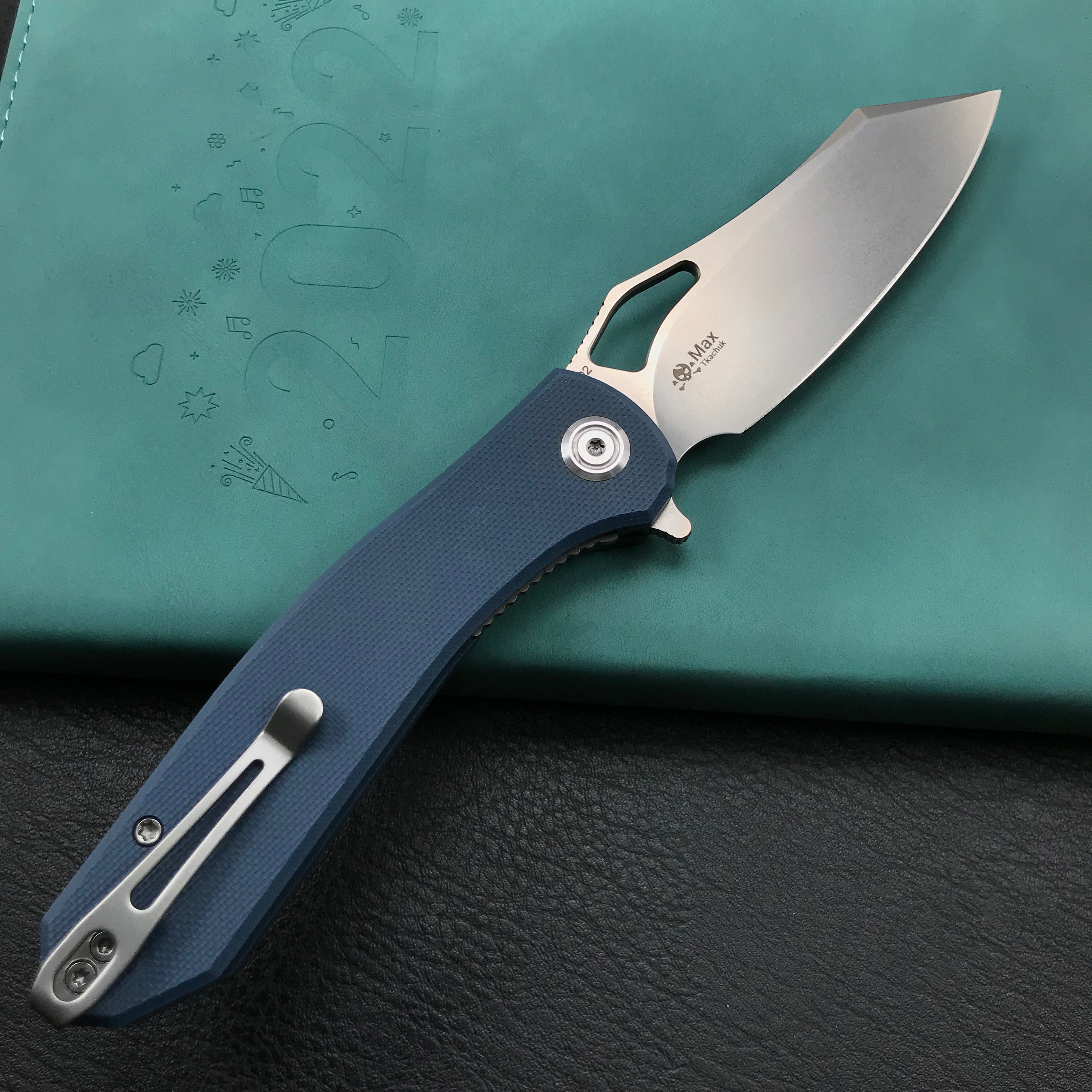 KUBEY KU310E Drake Blue G10 Handle D2 Blade Folding Knife EDC Outdoor 3.46" Blasted Stonewashed D2