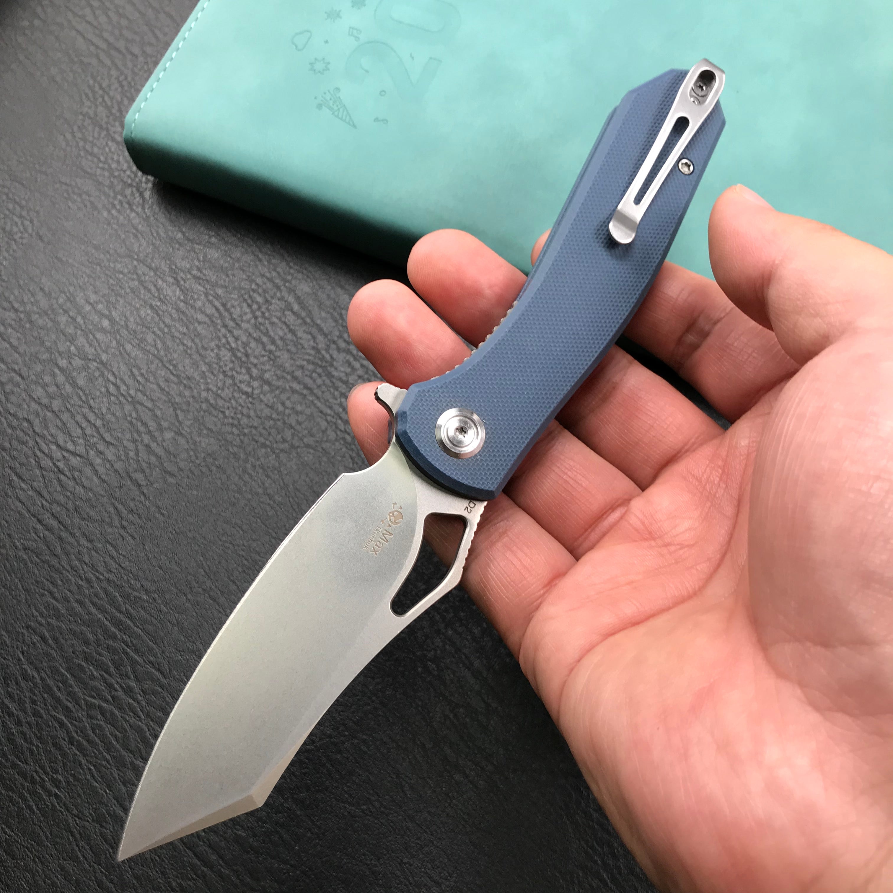 KUBEY KU310E Drake Blue G10 Handle D2 Blade Folding Knife EDC Outdoor 3.46" Blasted Stonewashed D2