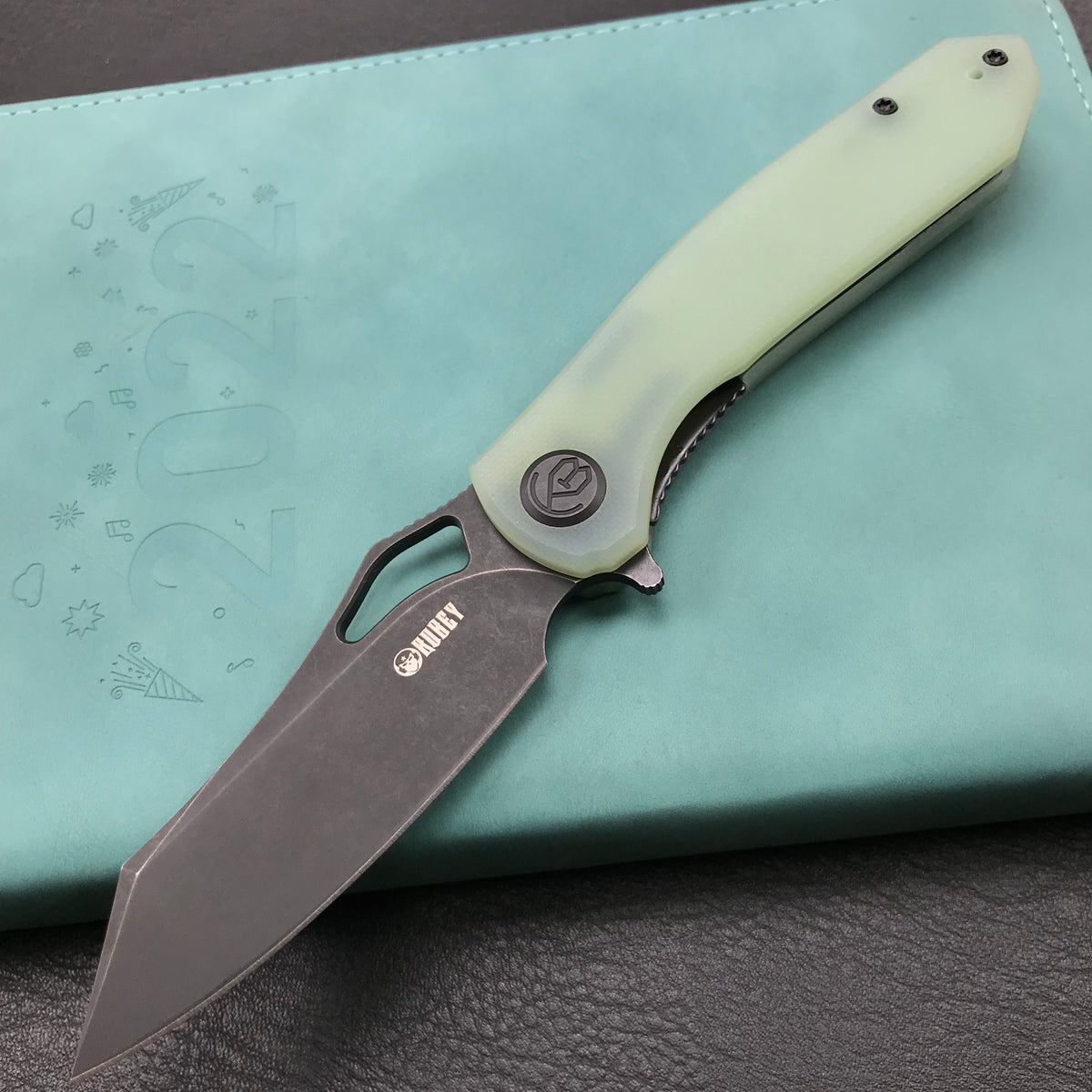 KUBEY  KU310D Drake edc Folding Knife Jade G10 Handle Dark Stonewahsed  D2