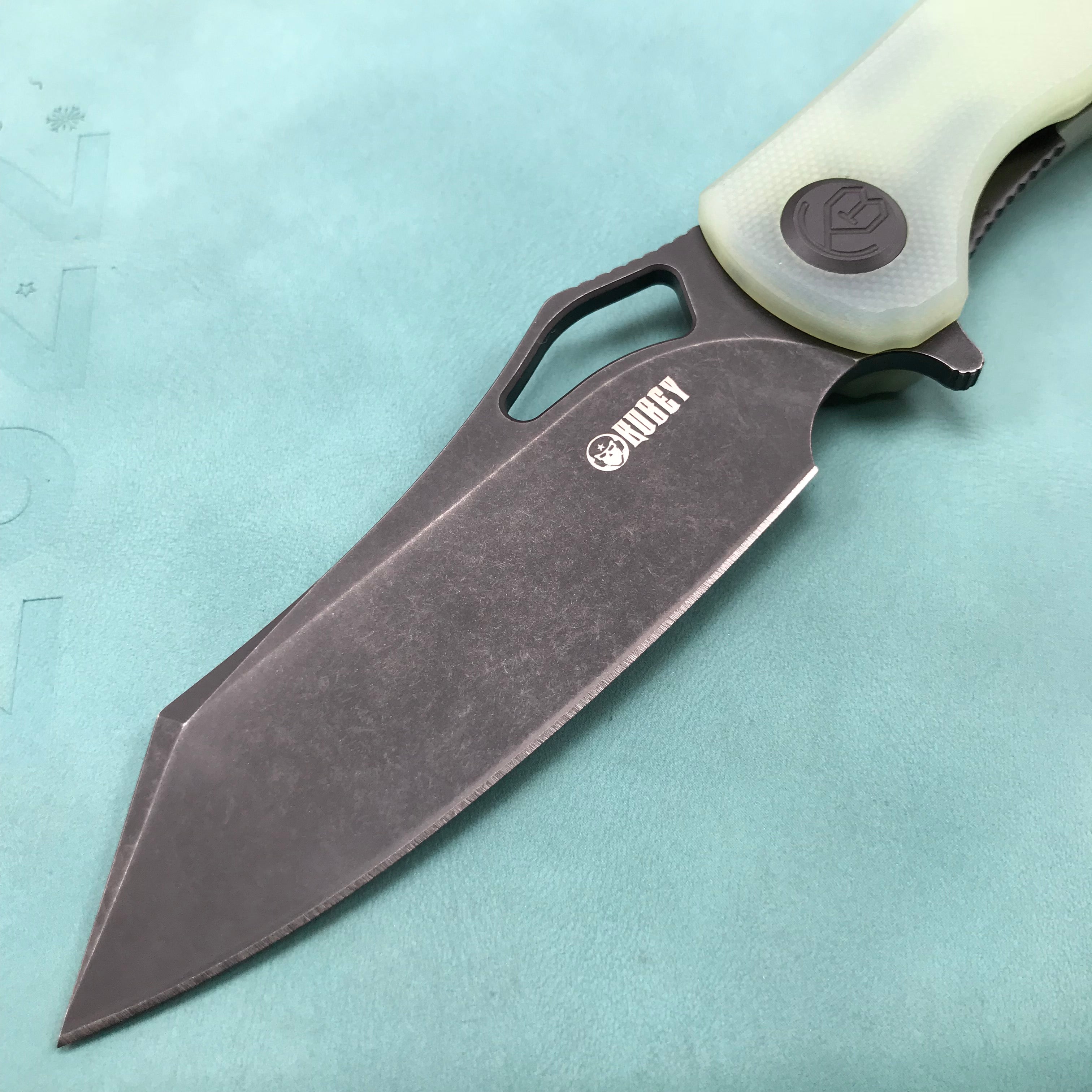 KUBEY  KU310D Drake edc Folding Knife Jade G10 Handle Dark Stonewahsed  D2