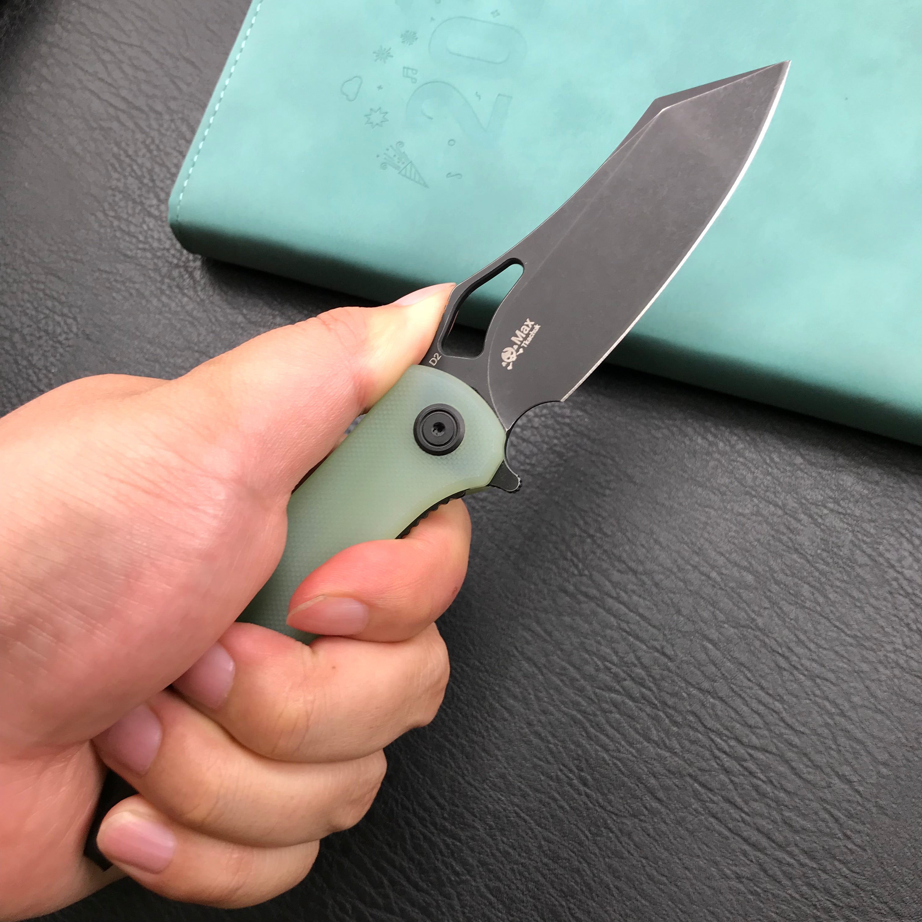 KUBEY  KU310D Drake edc Folding Knife Jade G10 Handle Dark Stonewahsed  D2