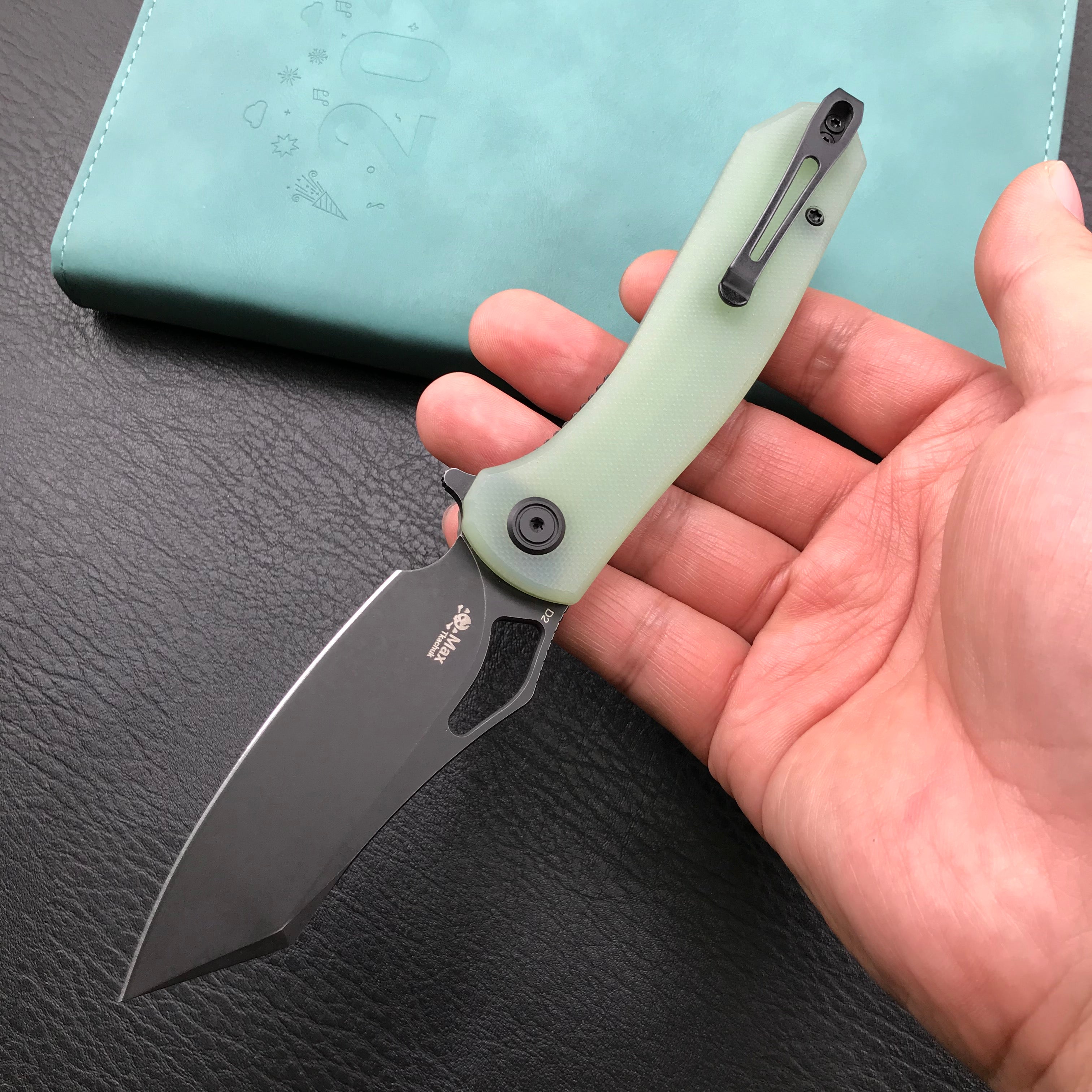 KUBEY  KU310D Drake edc Folding Knife Jade G10 Handle Dark Stonewahsed  D2