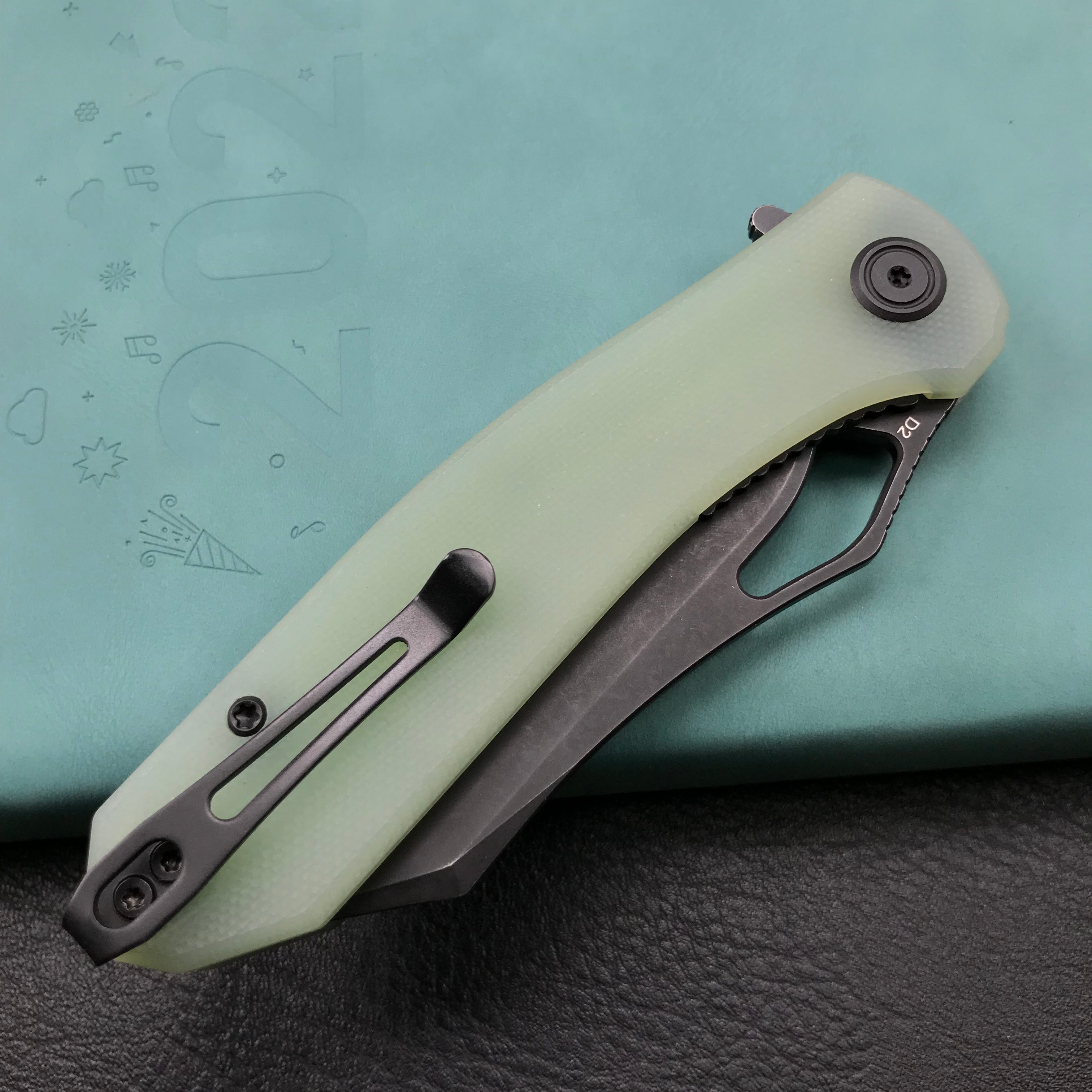 KUBEY  KU310D Drake edc Folding Knife Jade G10 Handle Dark Stonewahsed  D2