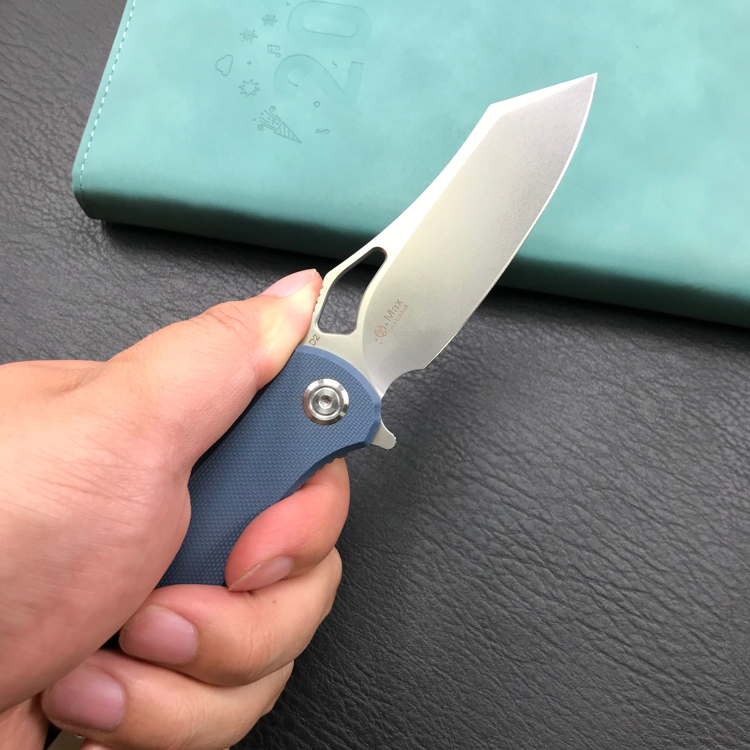 KUBEY KU310E Drake Blue G10 Handle D2 Blade Folding Knife EDC Outdoor 3.46" Blasted Stonewashed D2